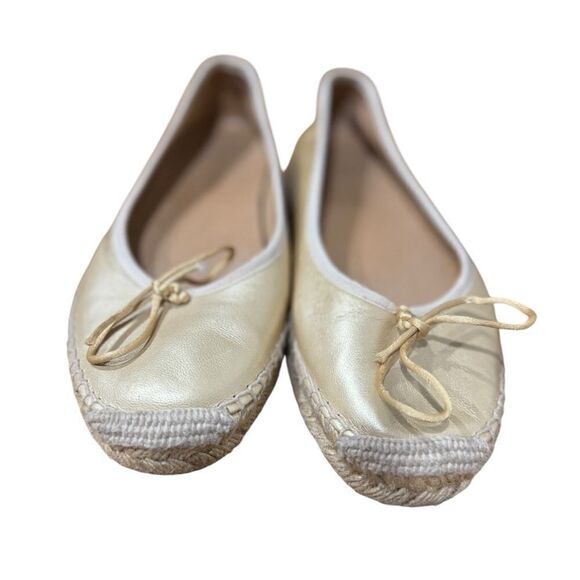 Jon Josef Paloma Nappa Gold Espadrille Leather Bow Flats - Picture 2 of 10